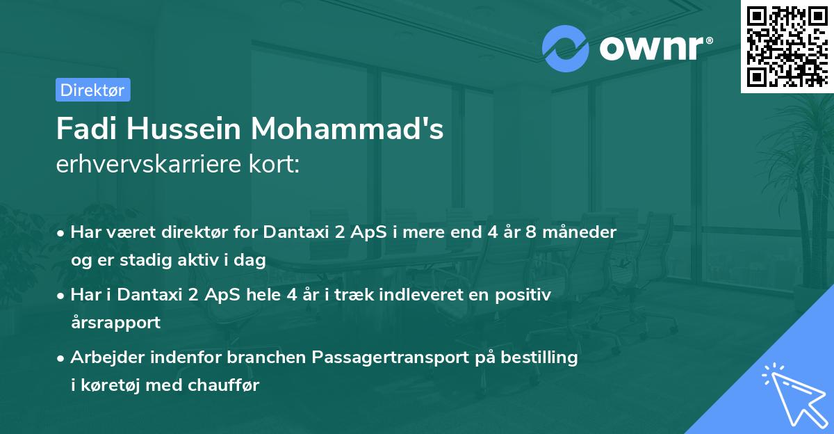 Fadi Hussein Mohammad's erhvervskarriere kort