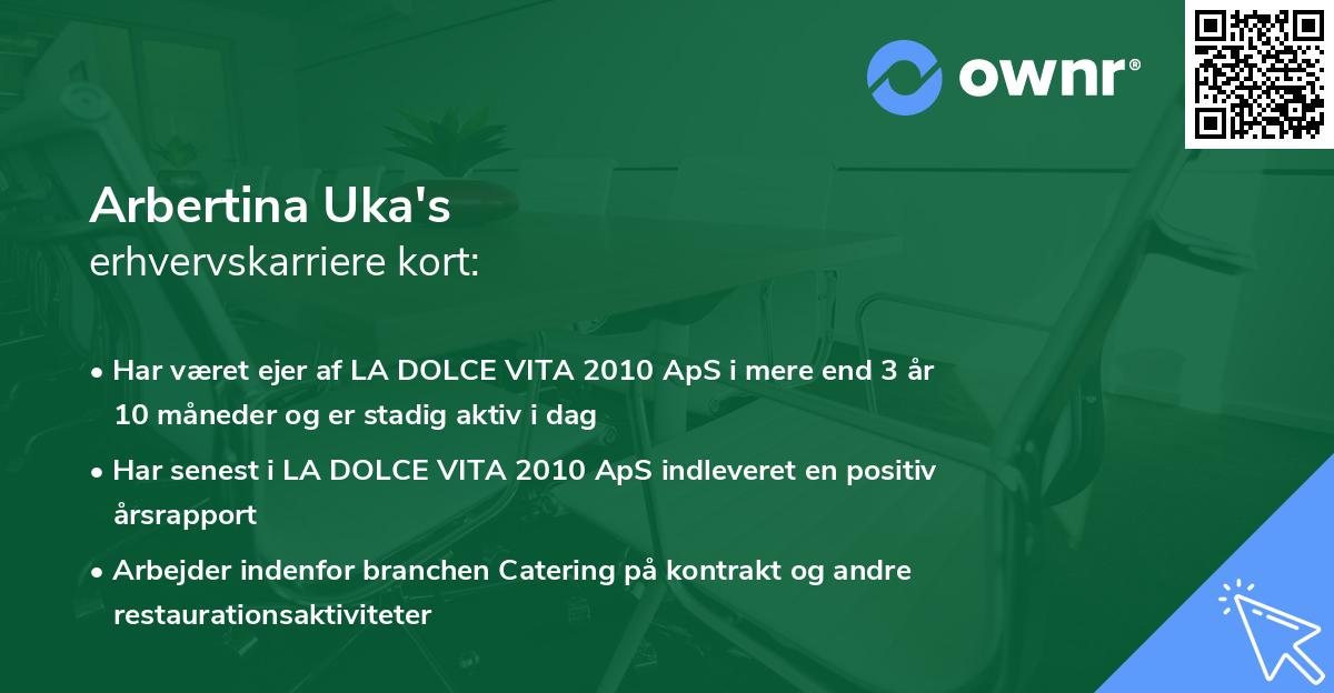 Arbertina Uka's erhvervskarriere kort