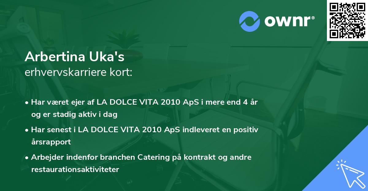 Arbertina Uka's erhvervskarriere kort