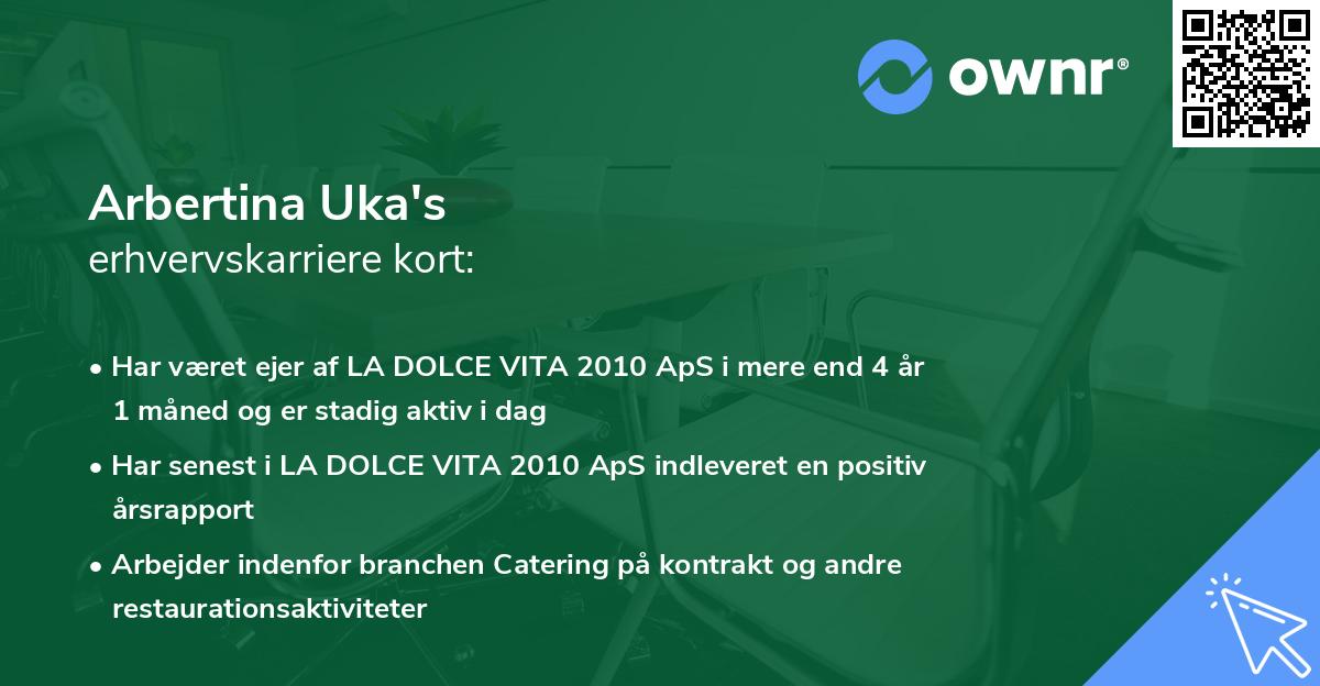 Arbertina Uka's erhvervskarriere kort