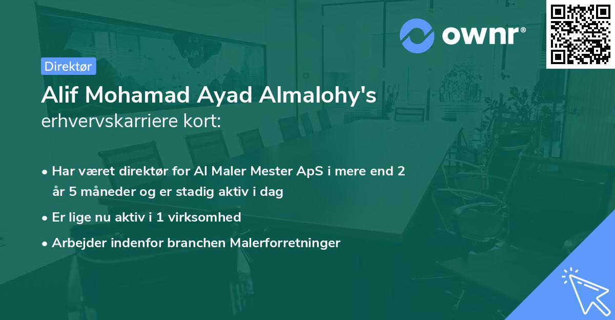 Alif Mohamad Ayad Almalohy's erhvervskarriere kort