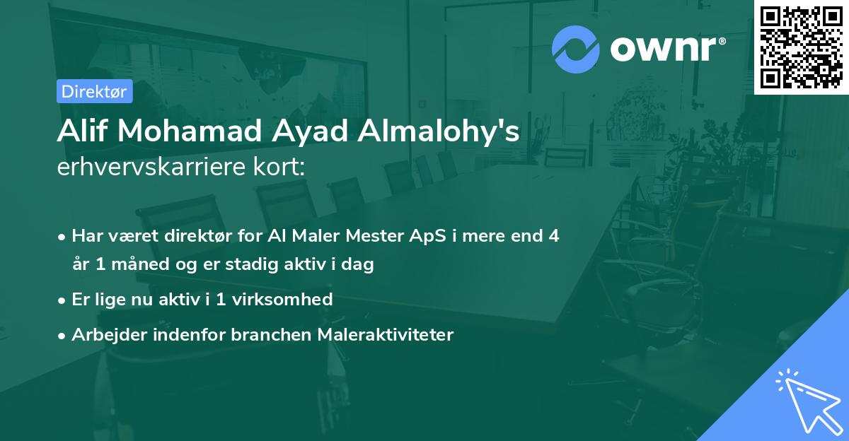 Alif Mohamad Ayad Almalohy's erhvervskarriere kort