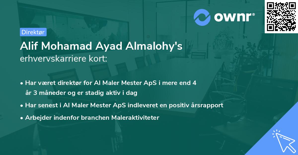 Alif Mohamad Ayad Almalohy's erhvervskarriere kort