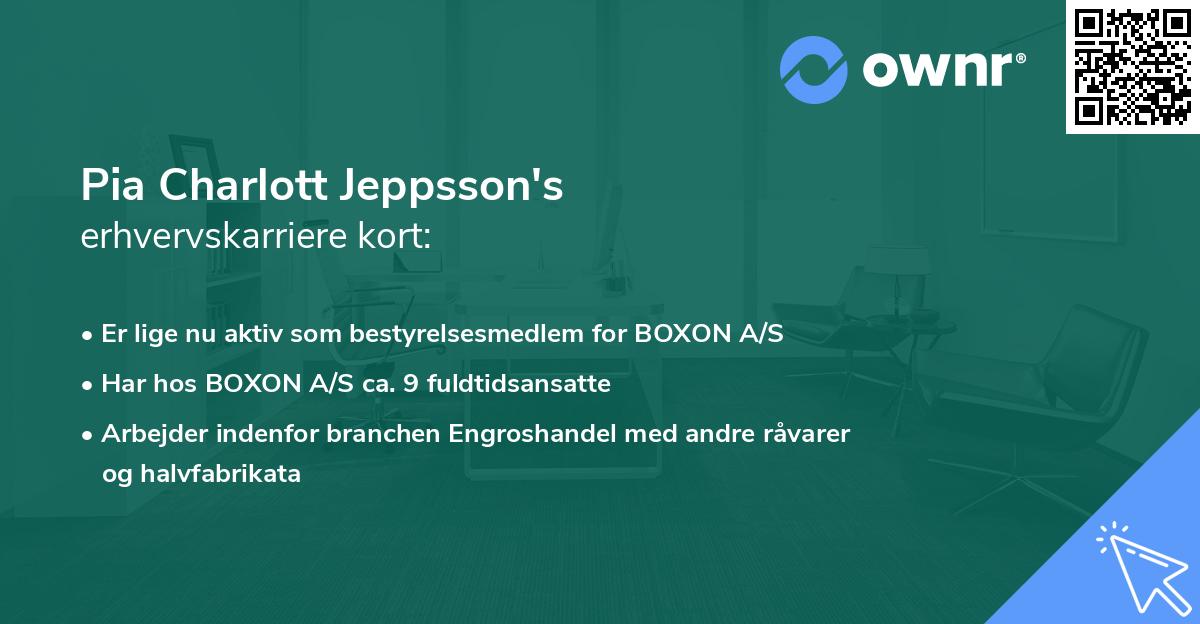 Pia Charlott Jeppsson's erhvervskarriere kort
