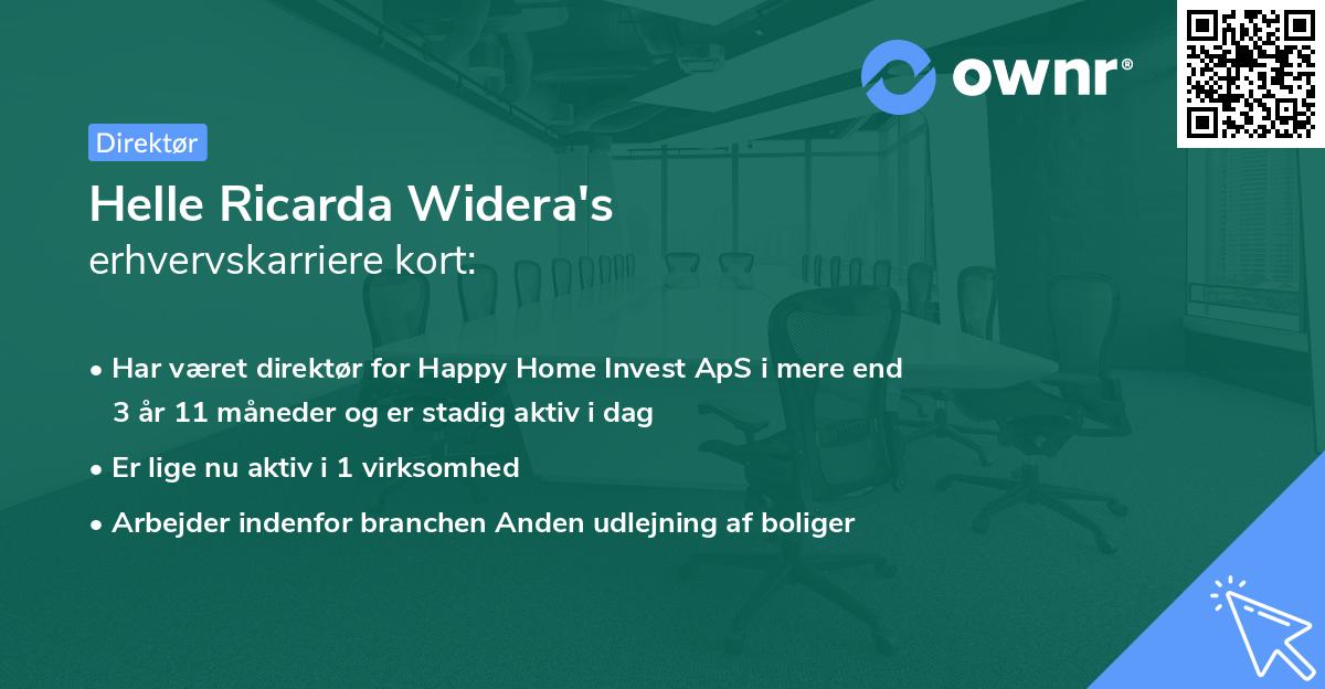 Helle Ricarda Widera's erhvervskarriere kort