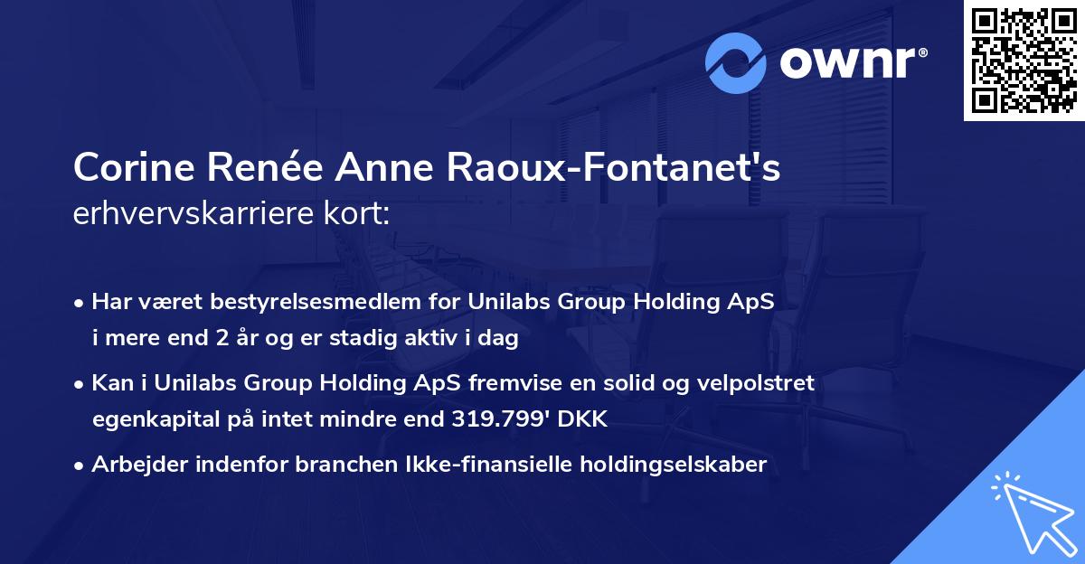 Corine Renée Anne Raoux-Fontanet's erhvervskarriere kort