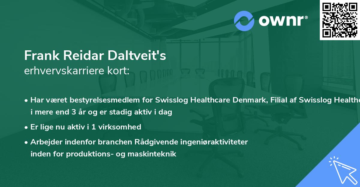 Frank Reidar Daltveit's erhvervskarriere kort