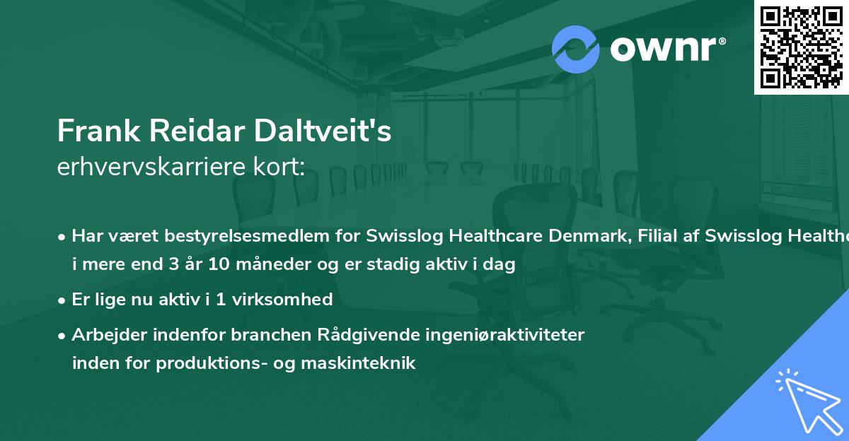 Frank Reidar Daltveit's erhvervskarriere kort