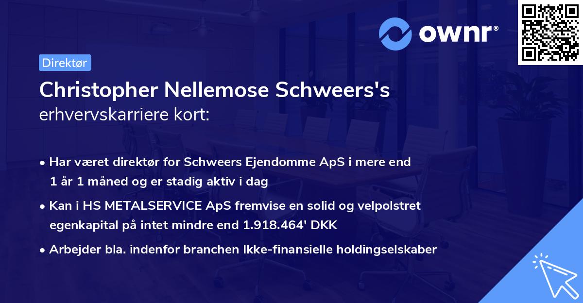Christopher Nellemose Schweers's erhvervskarriere kort