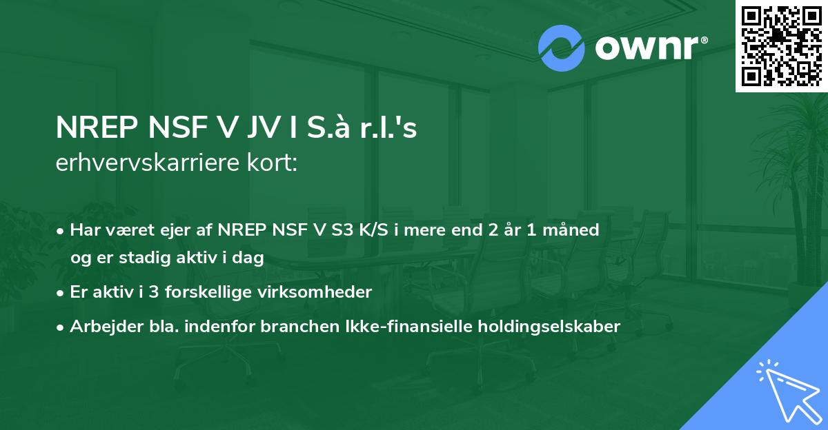 NREP NSF V JV I S.à r.l.'s erhvervskarriere kort