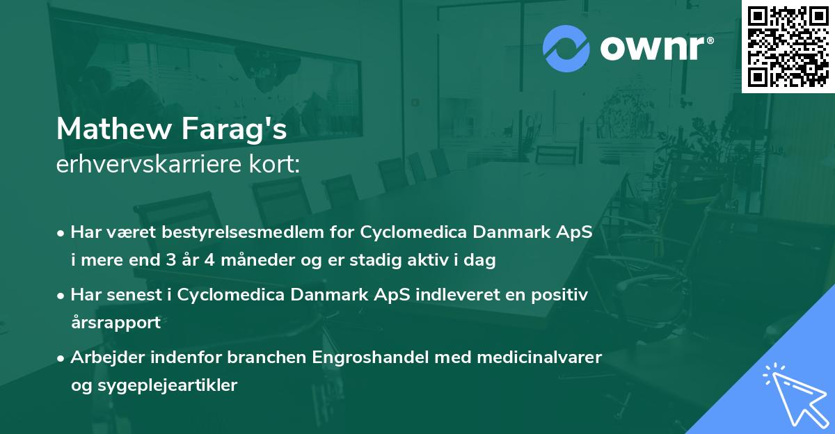 Mathew Farag's erhvervskarriere kort
