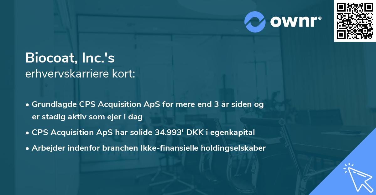 Biocoat, Inc.'s erhvervskarriere kort