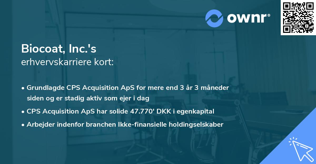 Biocoat, Inc.'s erhvervskarriere kort