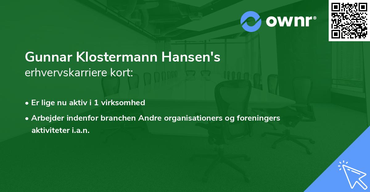 Gunnar Klostermann Hansen's erhvervskarriere kort