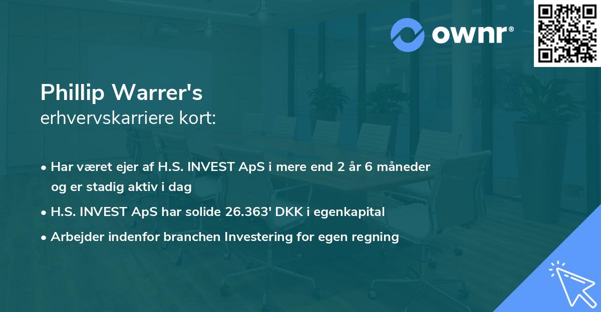 Phillip Warrer's erhvervskarriere kort