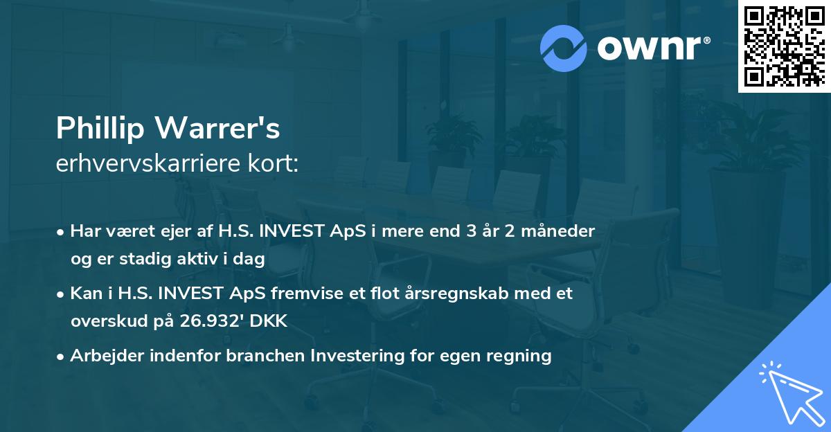 Phillip Warrer's erhvervskarriere kort
