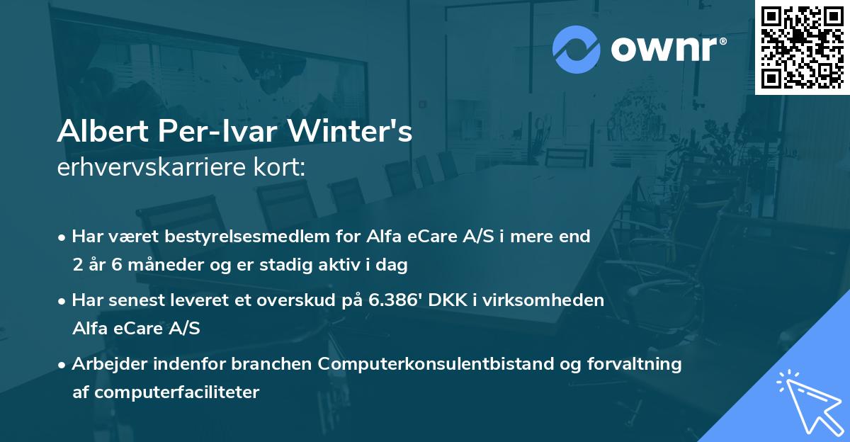 Albert Per-Ivar Winter's erhvervskarriere kort