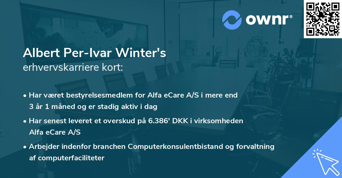 Albert Per-Ivar Winter's erhvervskarriere kort