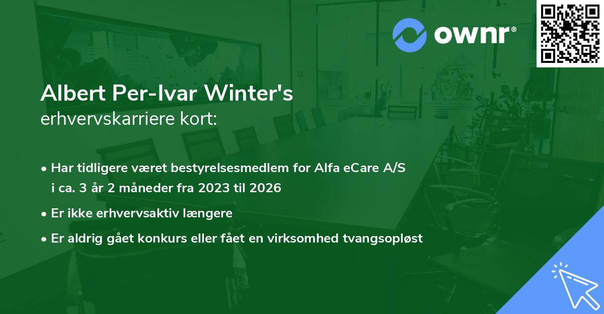 Albert Per-Ivar Winter's erhvervskarriere kort