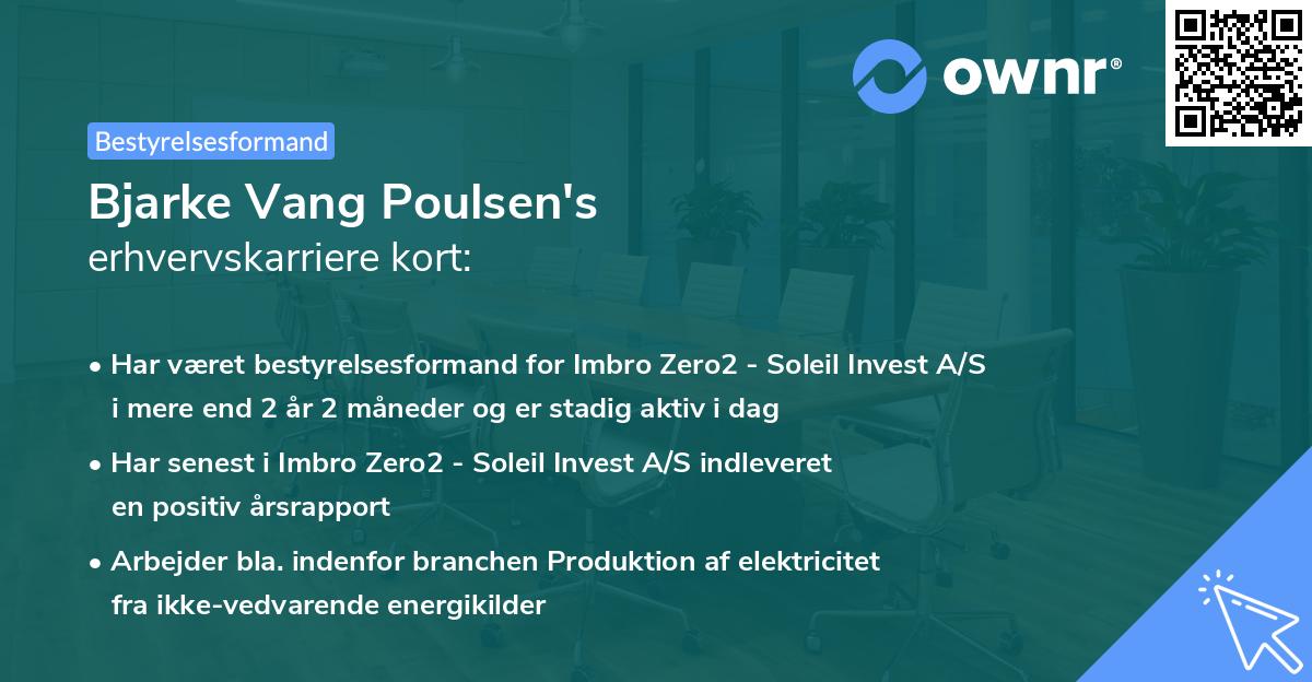 Bjarke Vang Poulsen's erhvervskarriere kort