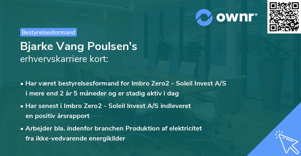 Bjarke Vang Poulsen's erhvervskarriere kort