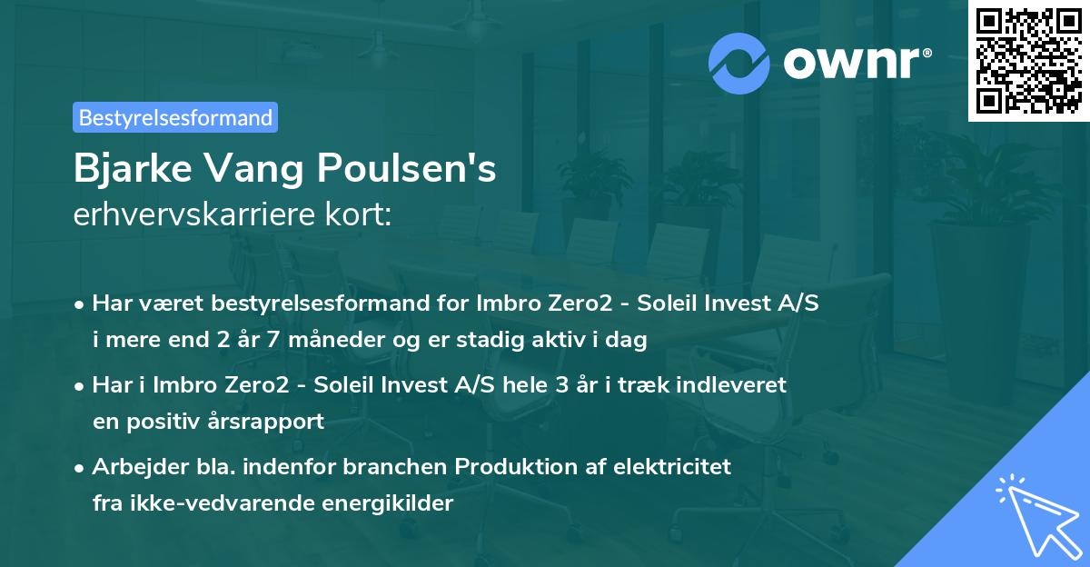 Bjarke Vang Poulsen's erhvervskarriere kort