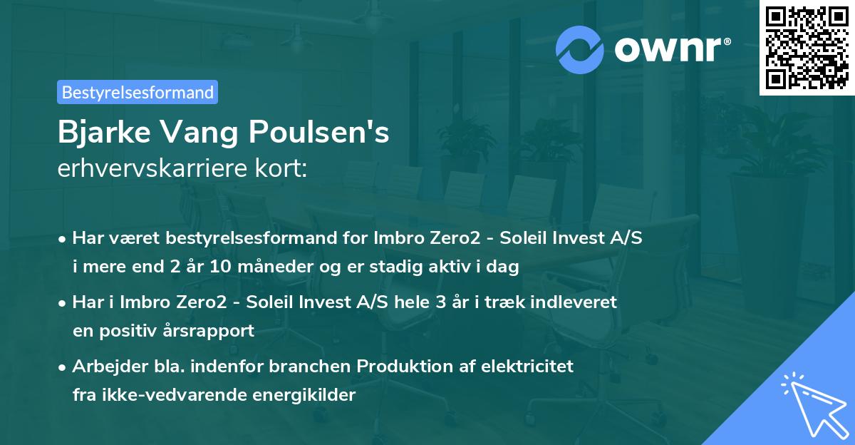 Bjarke Vang Poulsen's erhvervskarriere kort