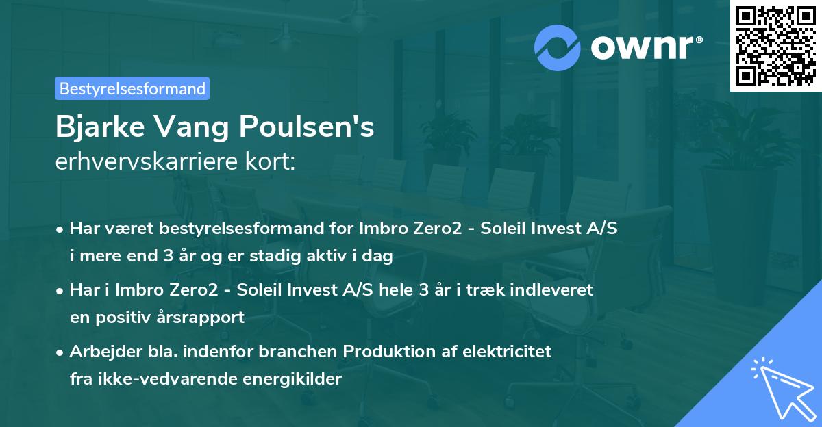 Bjarke Vang Poulsen's erhvervskarriere kort