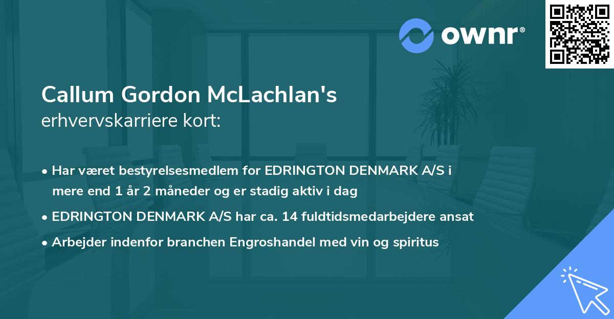 Callum Gordon McLachlan's erhvervskarriere kort