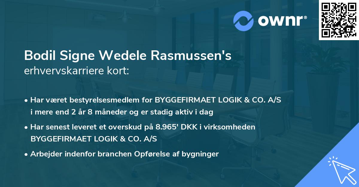 Bodil Signe Wedele Rasmussen's erhvervskarriere kort