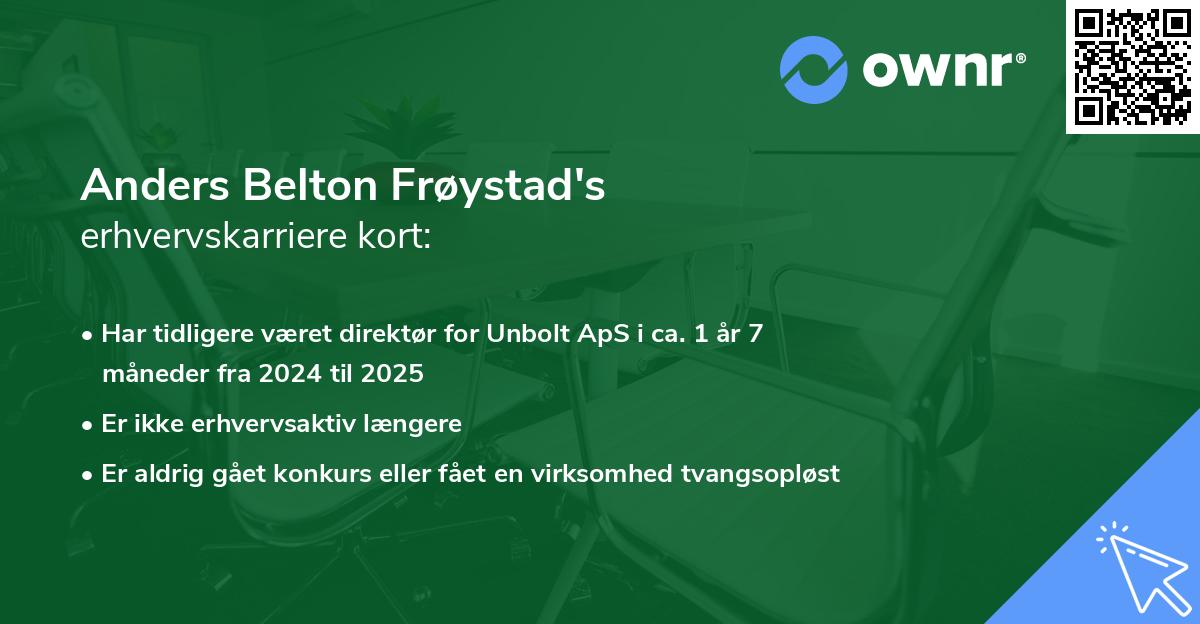 Anders Belton Frøystad's erhvervskarriere kort