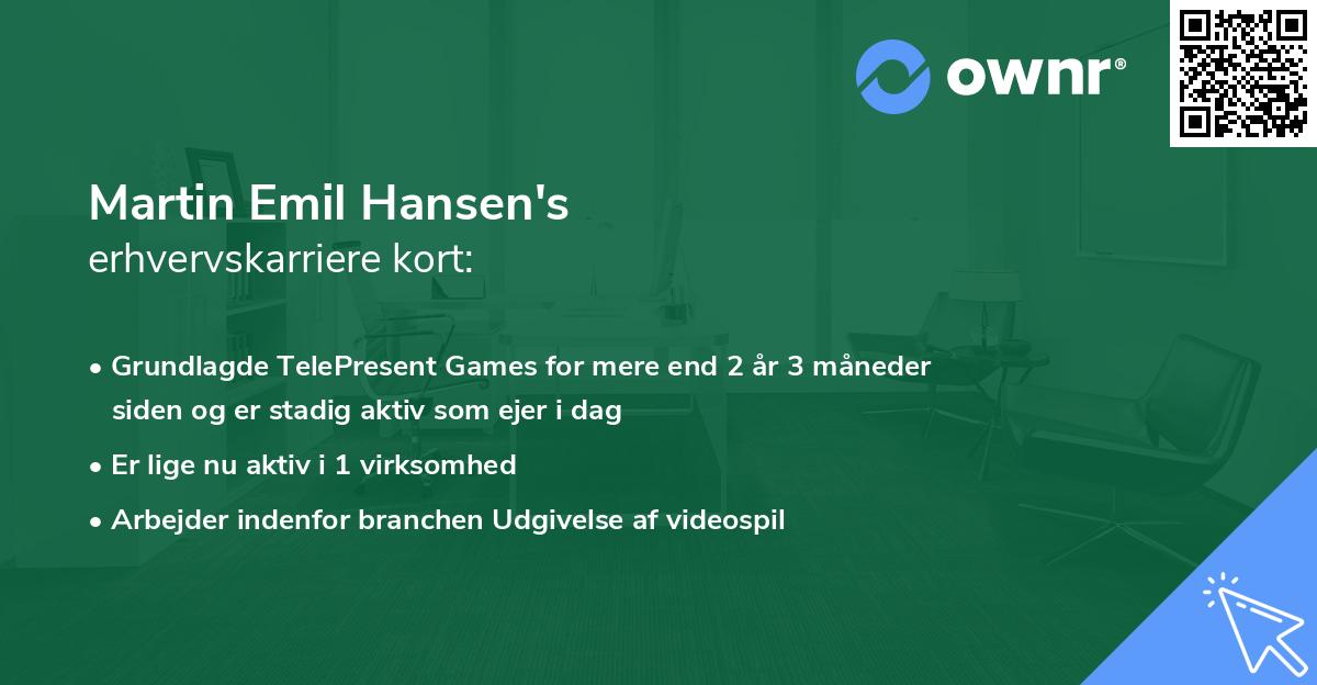 Martin Emil Hansen's erhvervskarriere kort