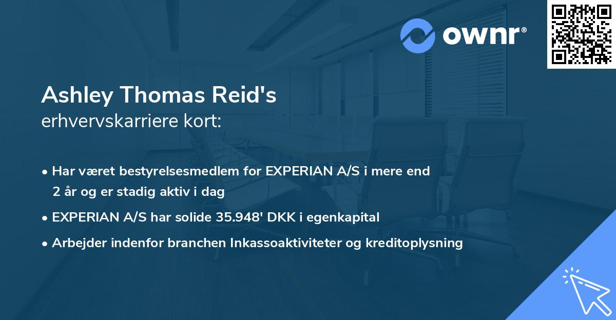 Ashley Thomas Reid's erhvervskarriere kort