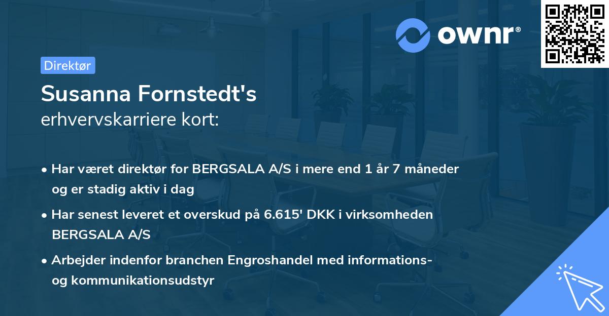 Susanna Fornstedt's erhvervskarriere kort