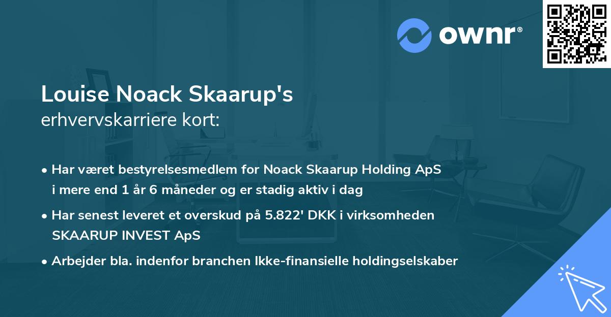 Louise Noack Skaarup's erhvervskarriere kort