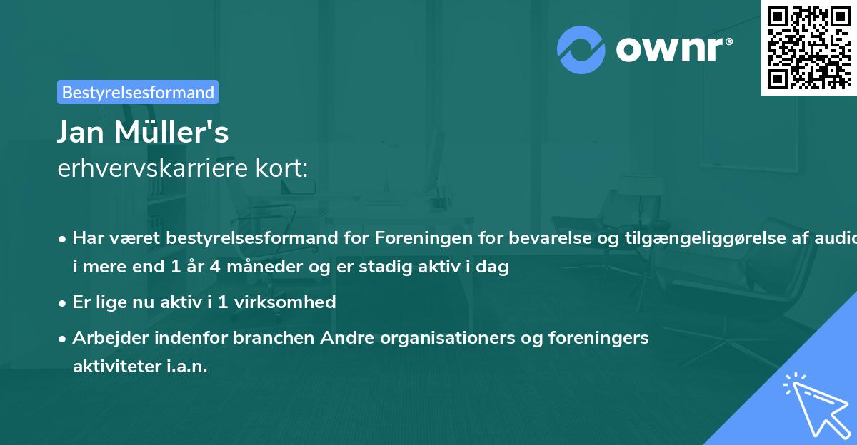 Jan Müller's erhvervskarriere kort