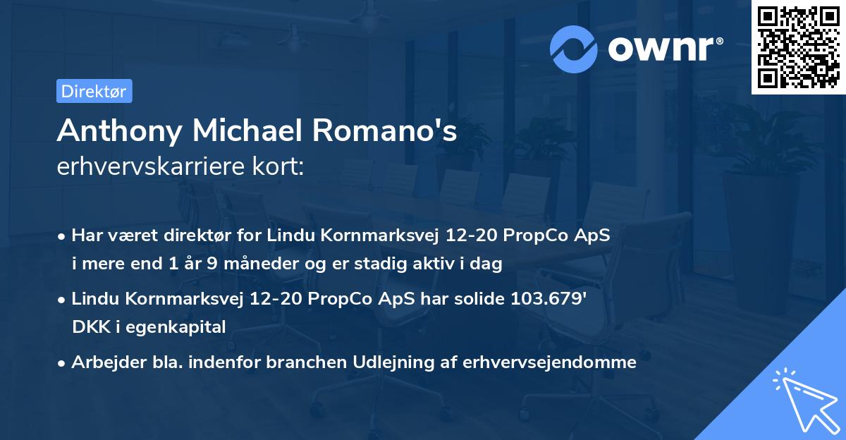 Anthony Michael Romano's erhvervskarriere kort