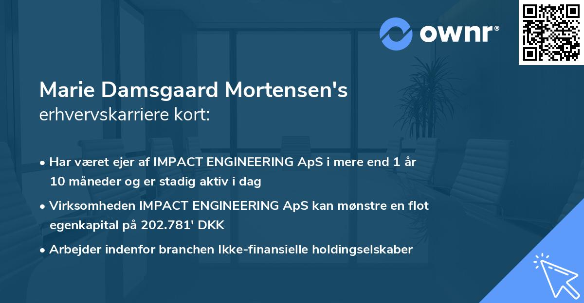 Marie Damsgaard Mortensen's erhvervskarriere kort