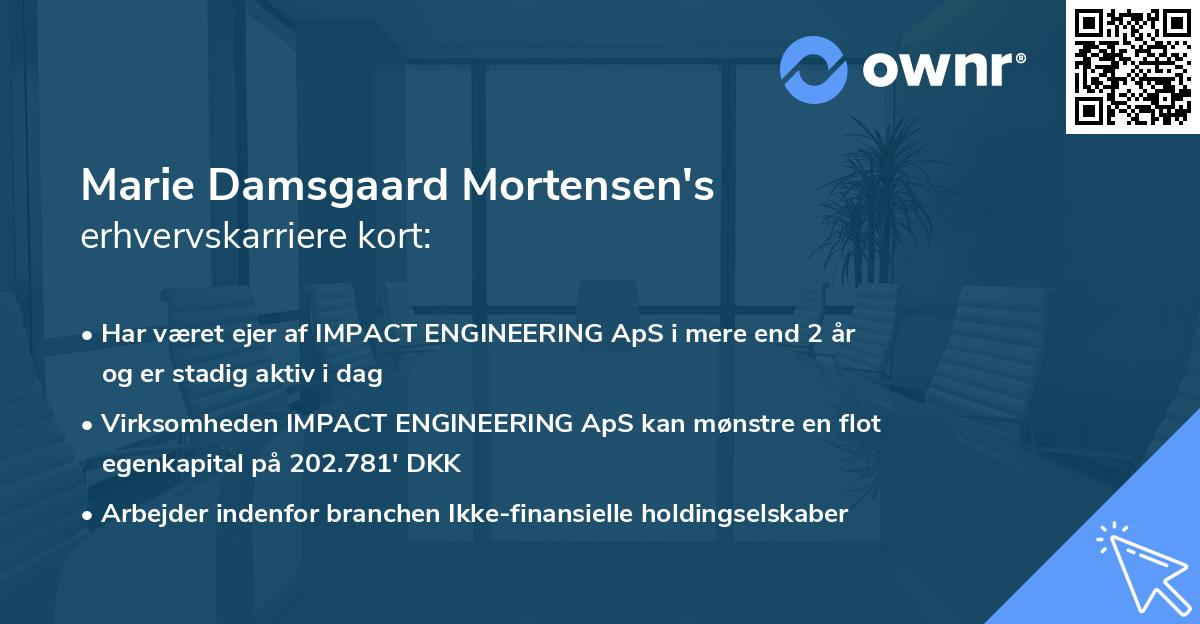 Marie Damsgaard Mortensen's erhvervskarriere kort