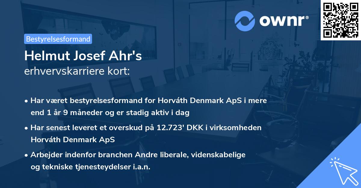 Helmut Josef Ahr's erhvervskarriere kort