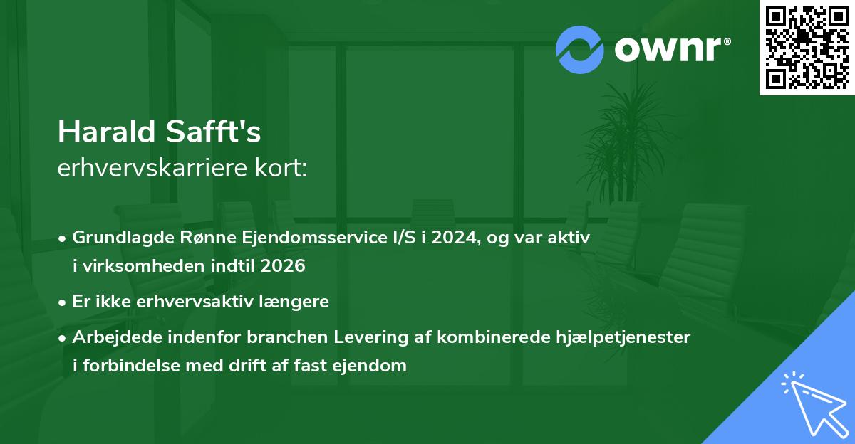 Harald Safft's erhvervskarriere kort