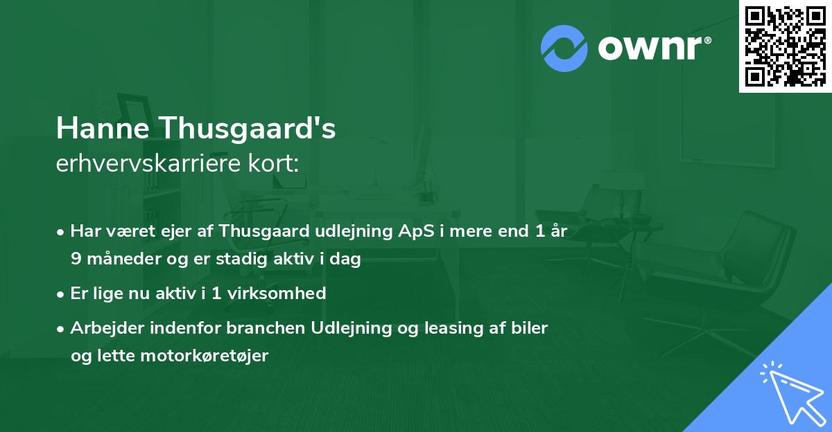 Hanne Thusgaard's erhvervskarriere kort