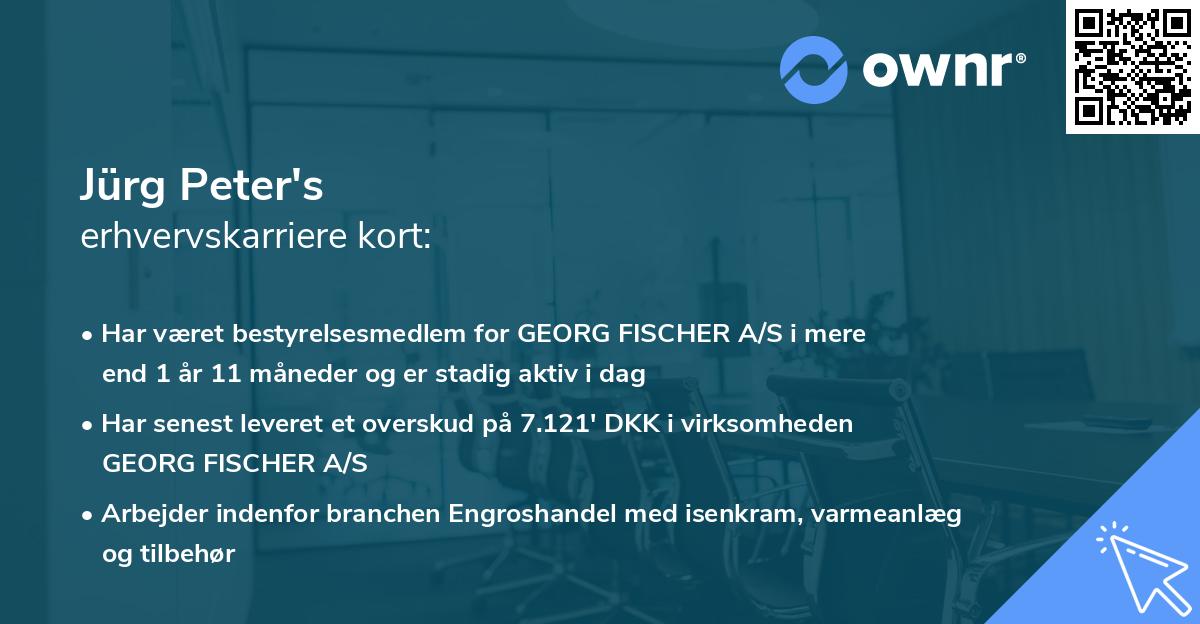 Jürg Peter's erhvervskarriere kort