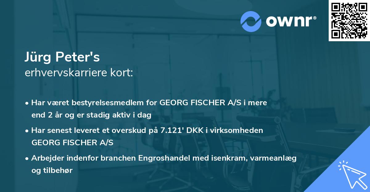 Jürg Peter's erhvervskarriere kort