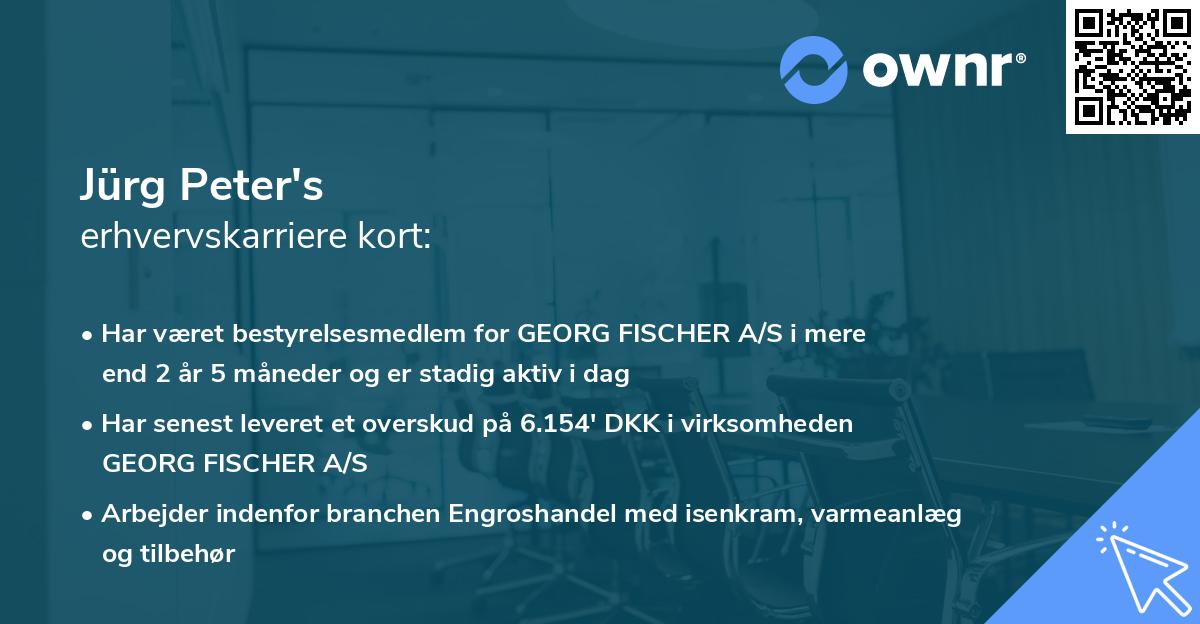 Jürg Peter's erhvervskarriere kort