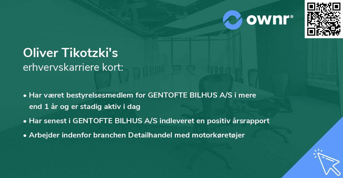 Oliver Tikotzki's erhvervskarriere kort