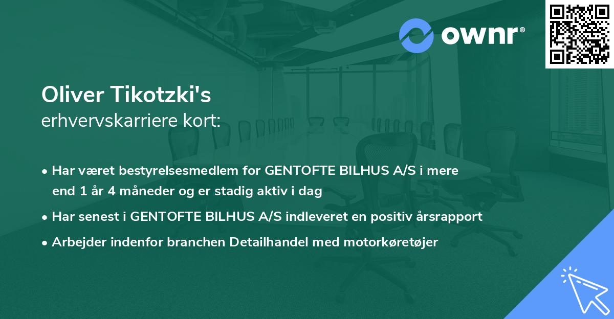 Oliver Tikotzki's erhvervskarriere kort