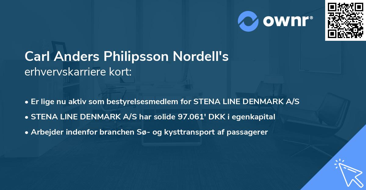 Carl Anders Philipsson Nordell's erhvervskarriere kort