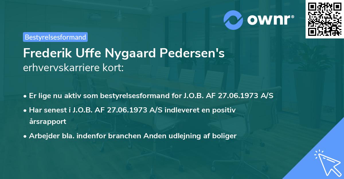 Frederik Uffe Nygaard Pedersen's erhvervskarriere kort