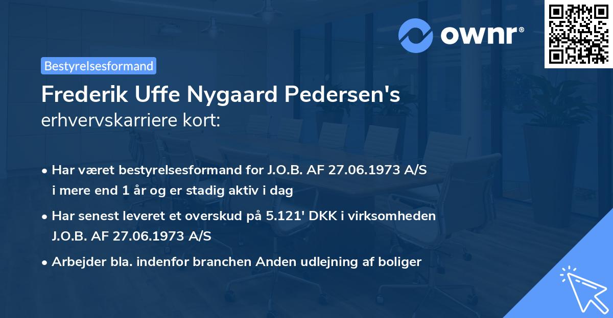 Frederik Uffe Nygaard Pedersen's erhvervskarriere kort